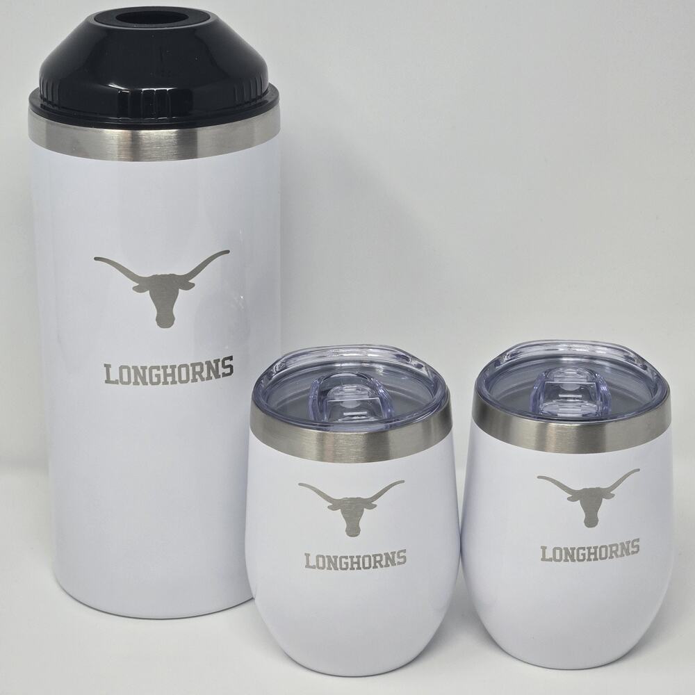 Texas Longhorns NCAA Wine Bottle Chiller w/ 2 Ceramic Lined 12oz Tumblers